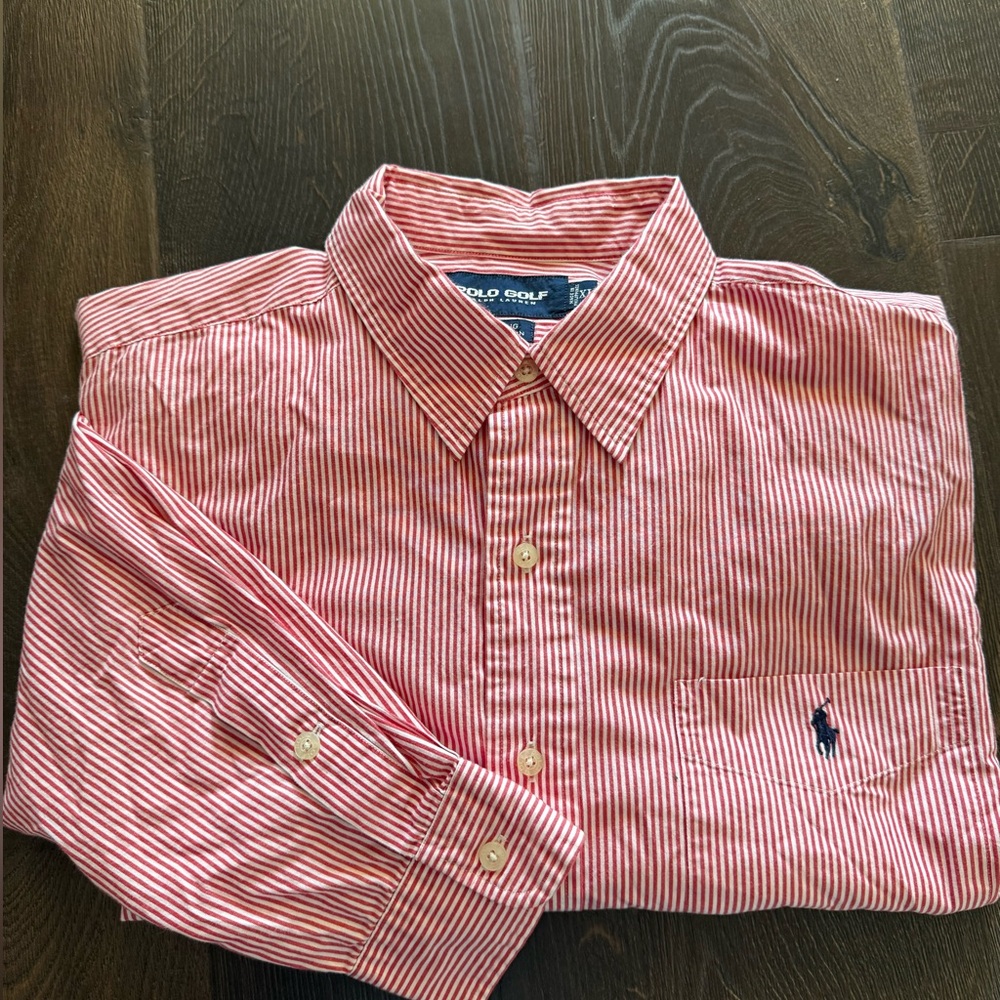 Ralph Lauren Polo Golf Red and White Striped Shirt
